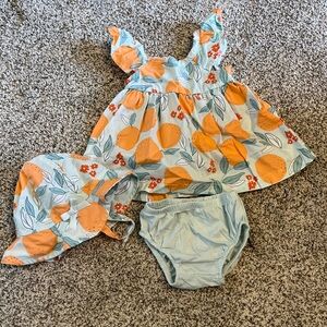 Carter’s Newborn Girl's Summer Sun Dress with Matching Bloomers and Sun Hat